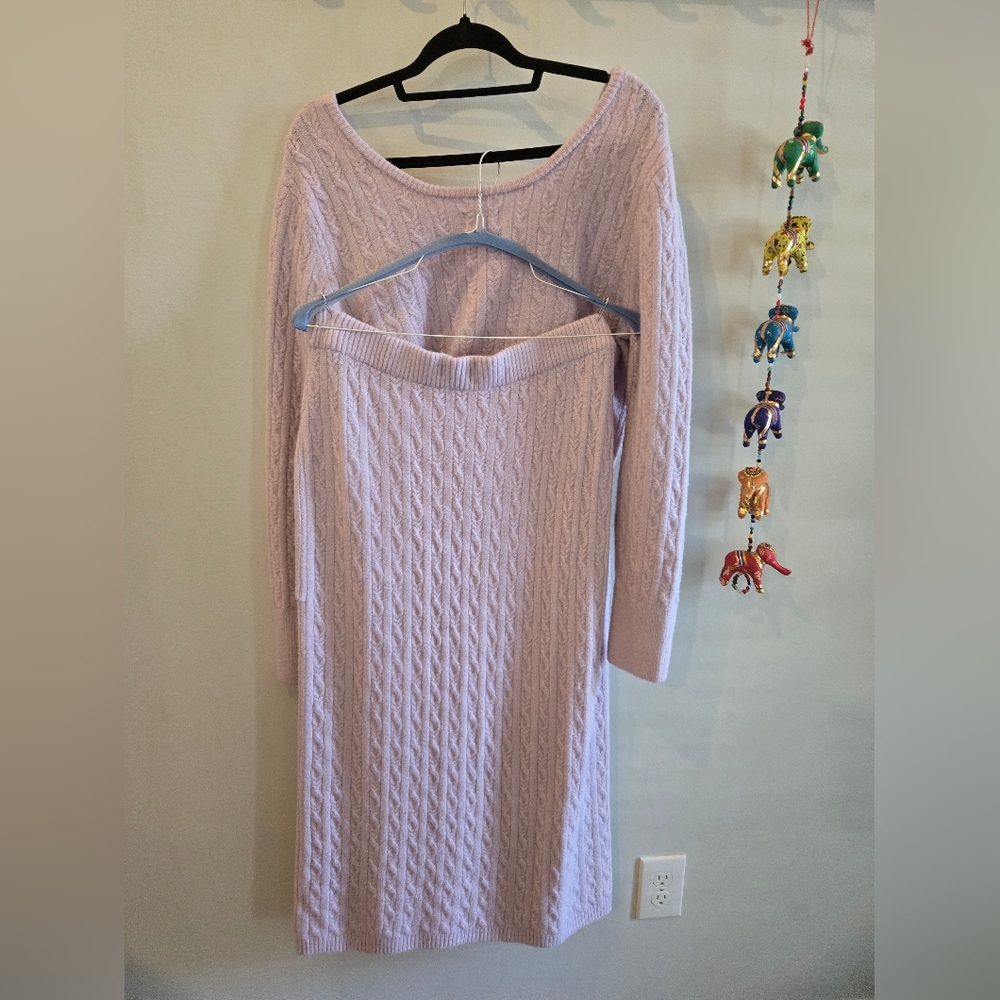 Elegant Pastel Knit Skirt Set